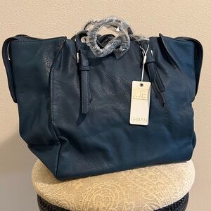 Urban Expressions Faux Leather Navy Tote Bag